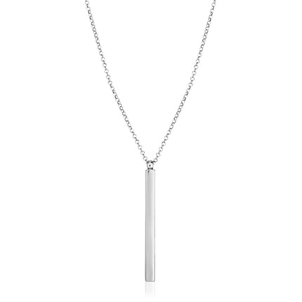 Sterling Silver 24 inch Necklace with Long Polished Bar Pendant