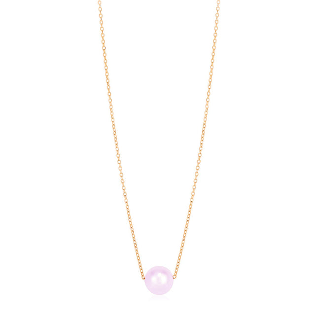 14k Rose Gold Pearl Solitaire Necklace