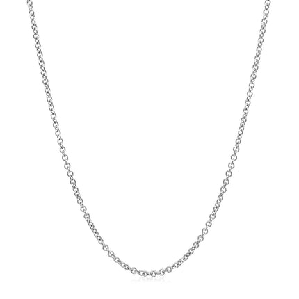 14k White Gold Round Cable Link Chain (1.50 mm)