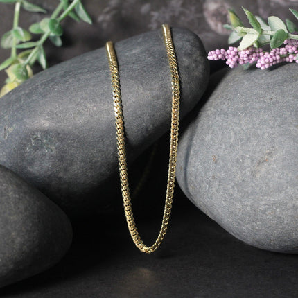 2.6mm 14k Yellow Gold Classic Solid Miami Cuban Chain