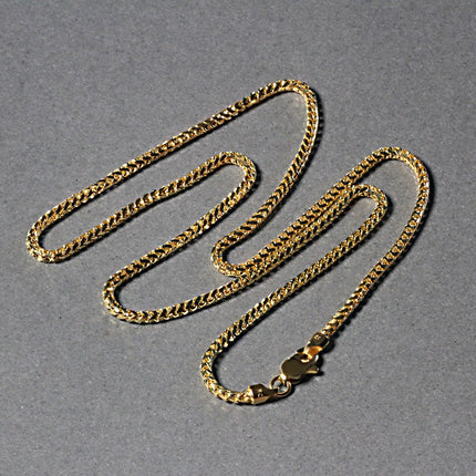 2.2mm 14k Yellow Solid Gold Diamond Cut Round Franco Chain