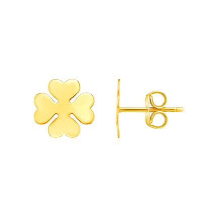 14K Yellow Gold Four Leaf Clover Earrings