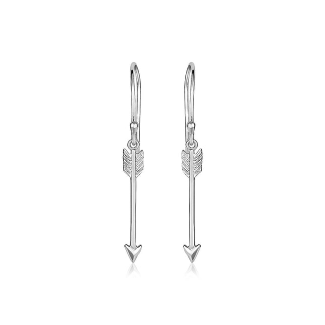Sterling Silver Polished and Textured Arrow Earrings