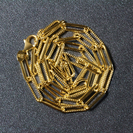 14k Yellow Gold Textured Paperclip Chain (3.50 mm)