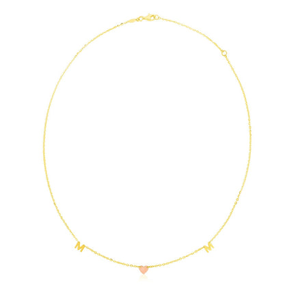 14k Yellow and Rose Gold Mom Necklace