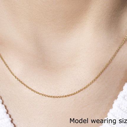 14k Yellow Gold Round Cable Link Chain (1.30 mm)