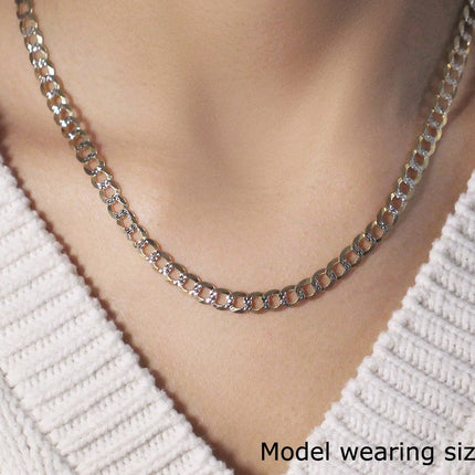 14k Two Tone Gold Pave Curb Chain (5.70 mm)