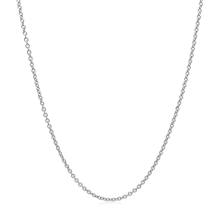 14k White Gold Round Cable Link Chain (1.30 mm)