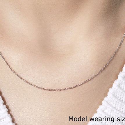 14k White Gold Round Cable Link Chain (1.30 mm)
