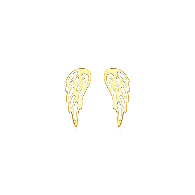 14k Yellow Gold Polished Wing Post Earrings