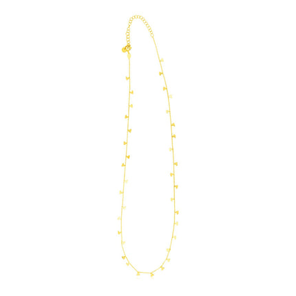 14K Yellow Gold Necklace with Dangling Hearts