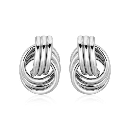 Polished Love Knot Earrings with Interlocking Rings in Sterling Silver(15mm)