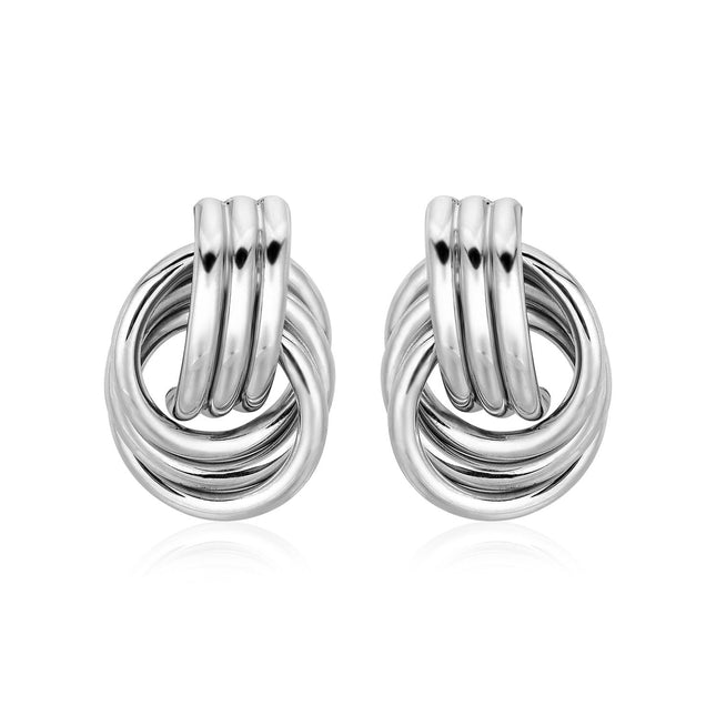 Polished Love Knot Earrings with Interlocking Rings in Sterling Silver(15mm)