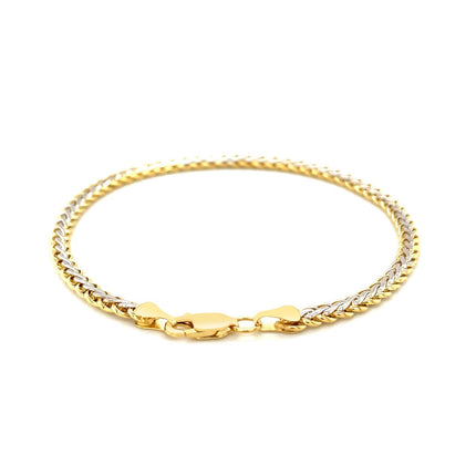 Two-Toned Fine Wheat Chain Bracelet in 10k Yellow and White Gold (3.00 mm)