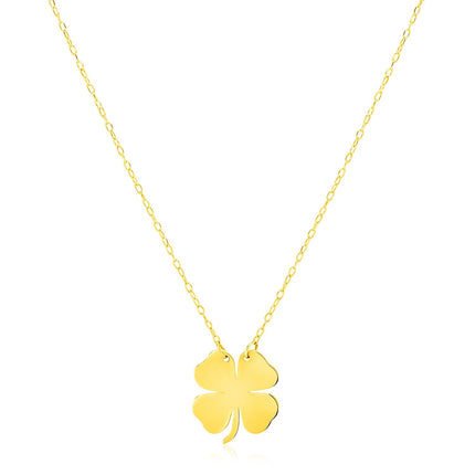 14K Yellow Gold Four Leaf Clover Necklace