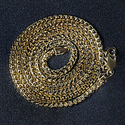 14k Yellow Solid Gold Diamond Cut Round Franco Chain (2.70 mm)