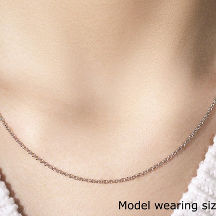 14k White Gold Round Cable Link Chain (1.50 mm)