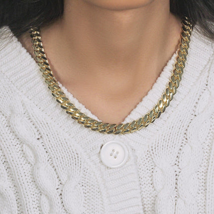 14k Yellow Gold Classic Miami Cuban Solid Chain (10.10 mm)