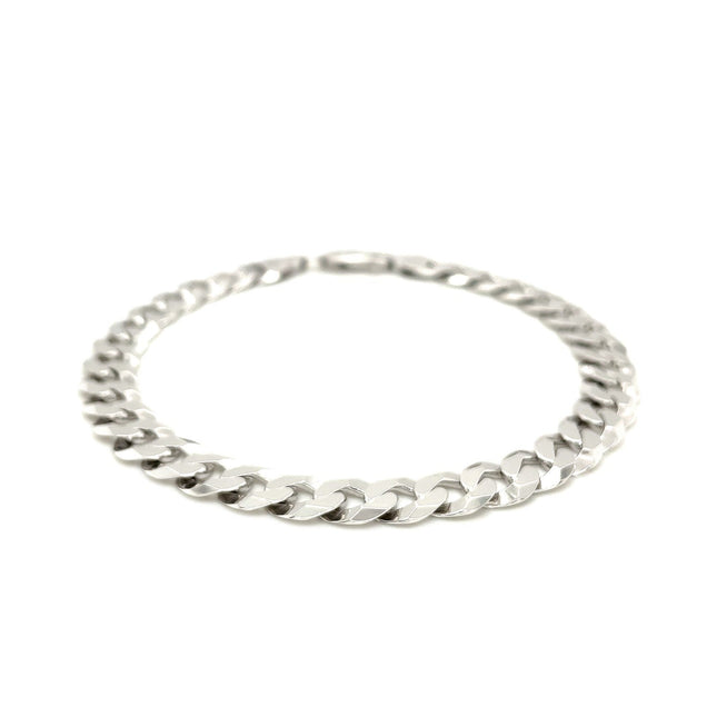 Rhodium Plated Sterling Silver Curb Style Bracelet (7.90 mm)
