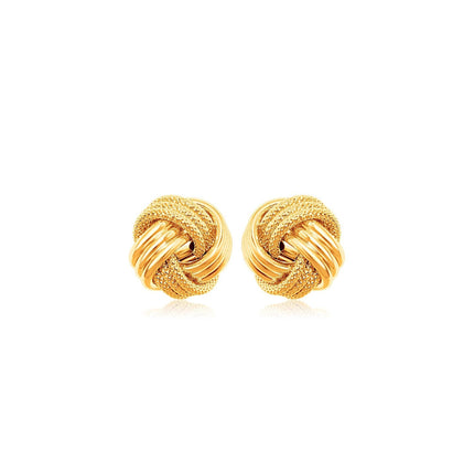 10k Yellow Gold Love Knot with Ridge Texture Earrings