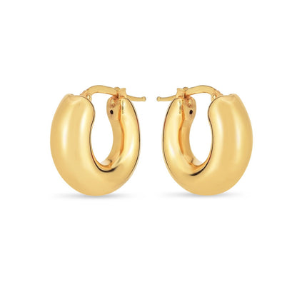 14k Yellow Gold Small Puffy Hoops
