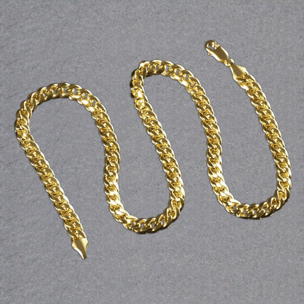 14k Yellow Gold Miami Cuban Semi Solid Chain (8.00 mm)
