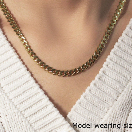 14k Yellow Gold Polished Miami Cuban Chain Necklace