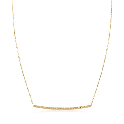 14k Yellow Gold Thin Textured Bar Necklace