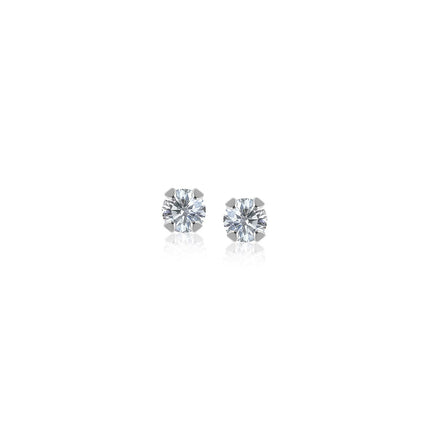 14k White Gold White Cubic Zirconia Stud Earrings(2mm)