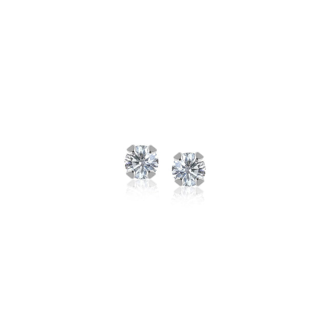 14k White Gold White Cubic Zirconia Stud Earrings(2mm)