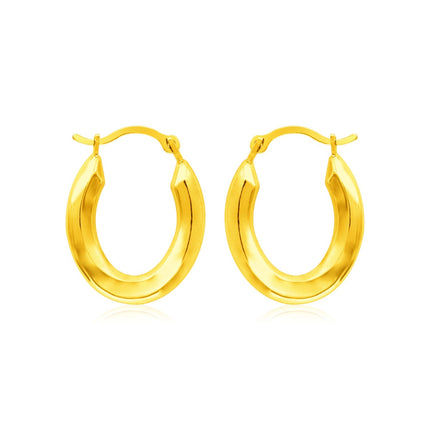 14k Yellow Gold Polished Oval Hoop Earrings