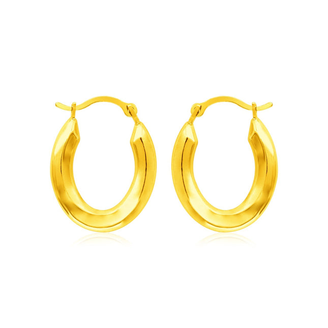 14k Yellow Gold Polished Oval Hoop Earrings