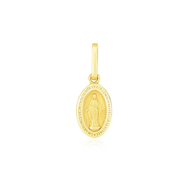 14k Yellow Gold Oval Religious Medal Pendant