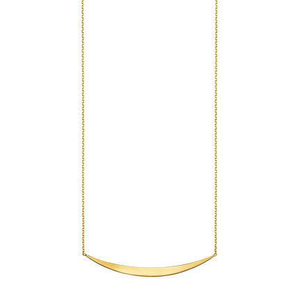 14k Yellow Gold Necklace with Polished Curved Bar Pendant