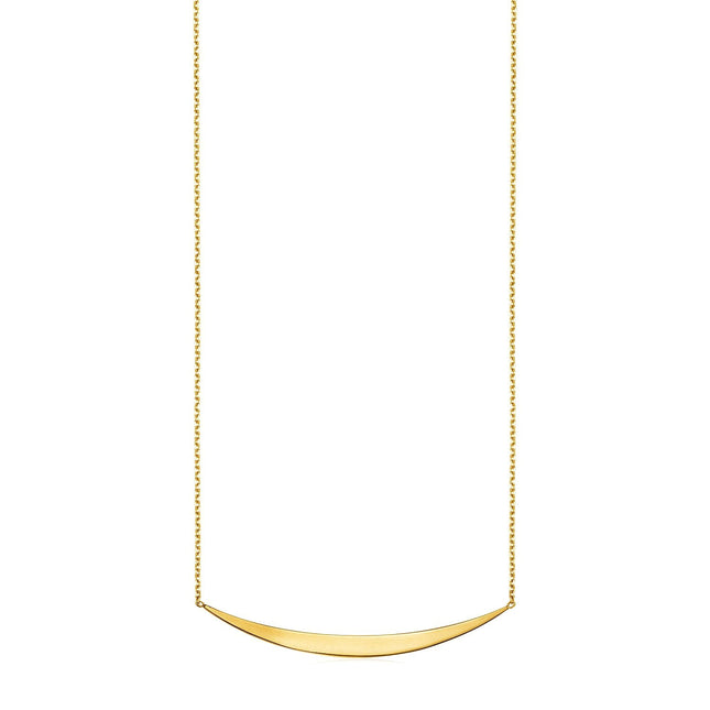 14k Yellow Gold Necklace with Polished Curved Bar Pendant