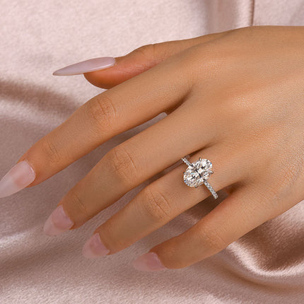 Moissanite 4.0 Ct Pavé Oval Cut Engagement Rings For Women