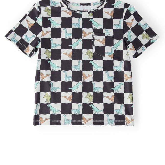 Boys Dino Checkers S/S Pocket Tee