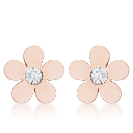 Daisy 0.3ct CZ Stainless Steel Flower Stud Earrings