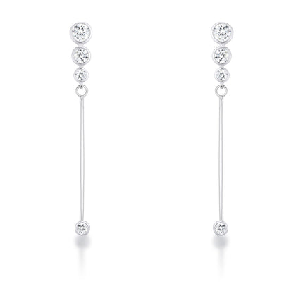 1.2Ct Graduated Plated Drop Cubic Zirconia Earrings.