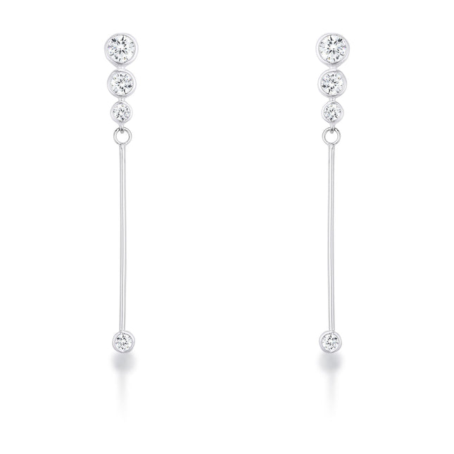 1.2Ct Graduated Plated Drop Cubic Zirconia Earrings.