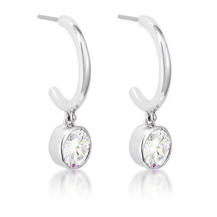 7mm Cz Plated Drop Hooplet Earrings