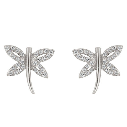 Cubic Zirconia Dragonfly Earrings