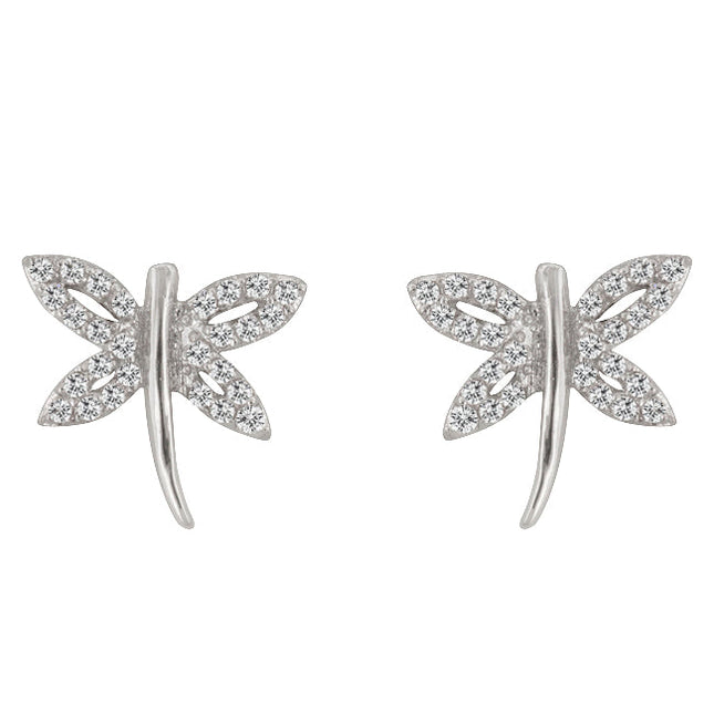 Cubic Zirconia Dragonfly Earrings