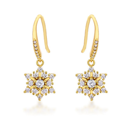 Dainty Snowflake Drop Earrings