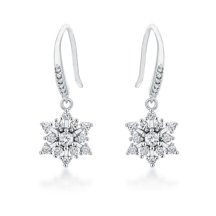 Dainty Snowflake Drop Earrings