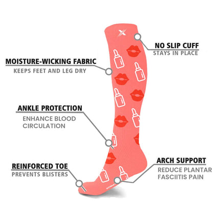 6-Pairs: Women's Pain Relief And Recovery Knee High Compression Socks