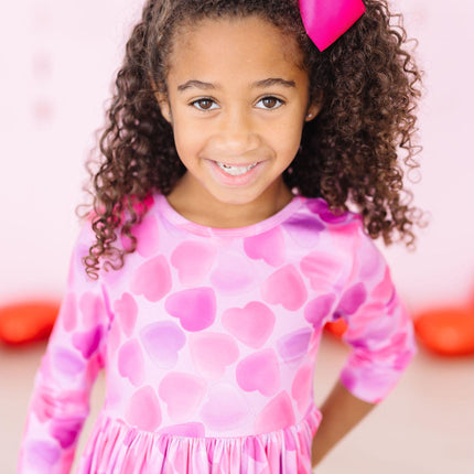 Happy Heart Day 3/4 Sleeve Pocket Twirl Dress