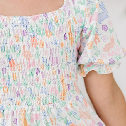 Hoppy Easter Smocked Ruffle Dress