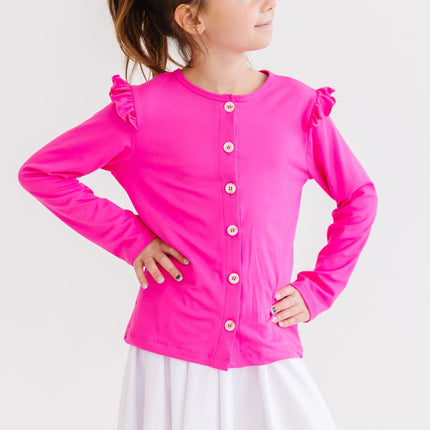 Hot Pink Ruffle Cardigan