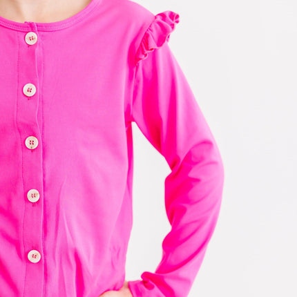 Hot Pink Ruffle Cardigan